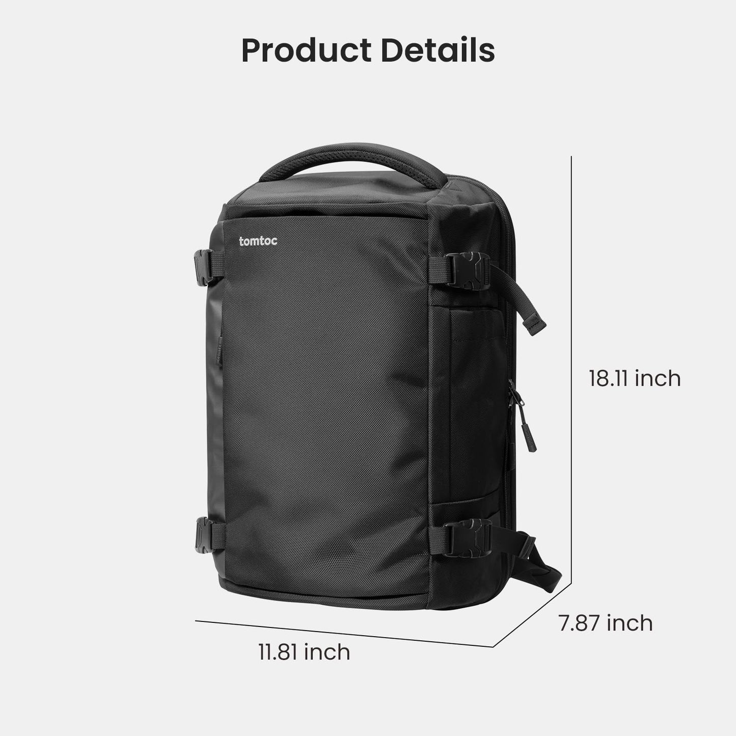 Tomtoc Navigator-T66 Lite Travel Laptop Backpack 17 Inch/ 40L-Black