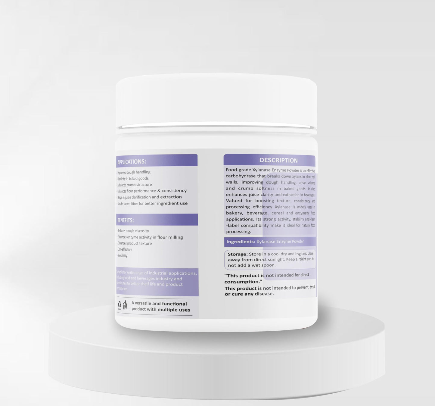 Bioven Ingredients Fungal Xylanase Enzyme Powder (gm, 125), Dietary Supplements/Food and Beverages, Broad pH Range of Activity, Excellent Thermostability, Degrades Xylans, No Filters/Binder