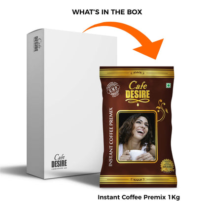Cafe DESIRE I DRINK SUCCESS Instant Coffee Powder Premix | Milk Not Required | Just Add Hot Water | Taste As Home-Made | Manually And All Vending Machine Suitable | 3 In 1 Packet (1 Kg)