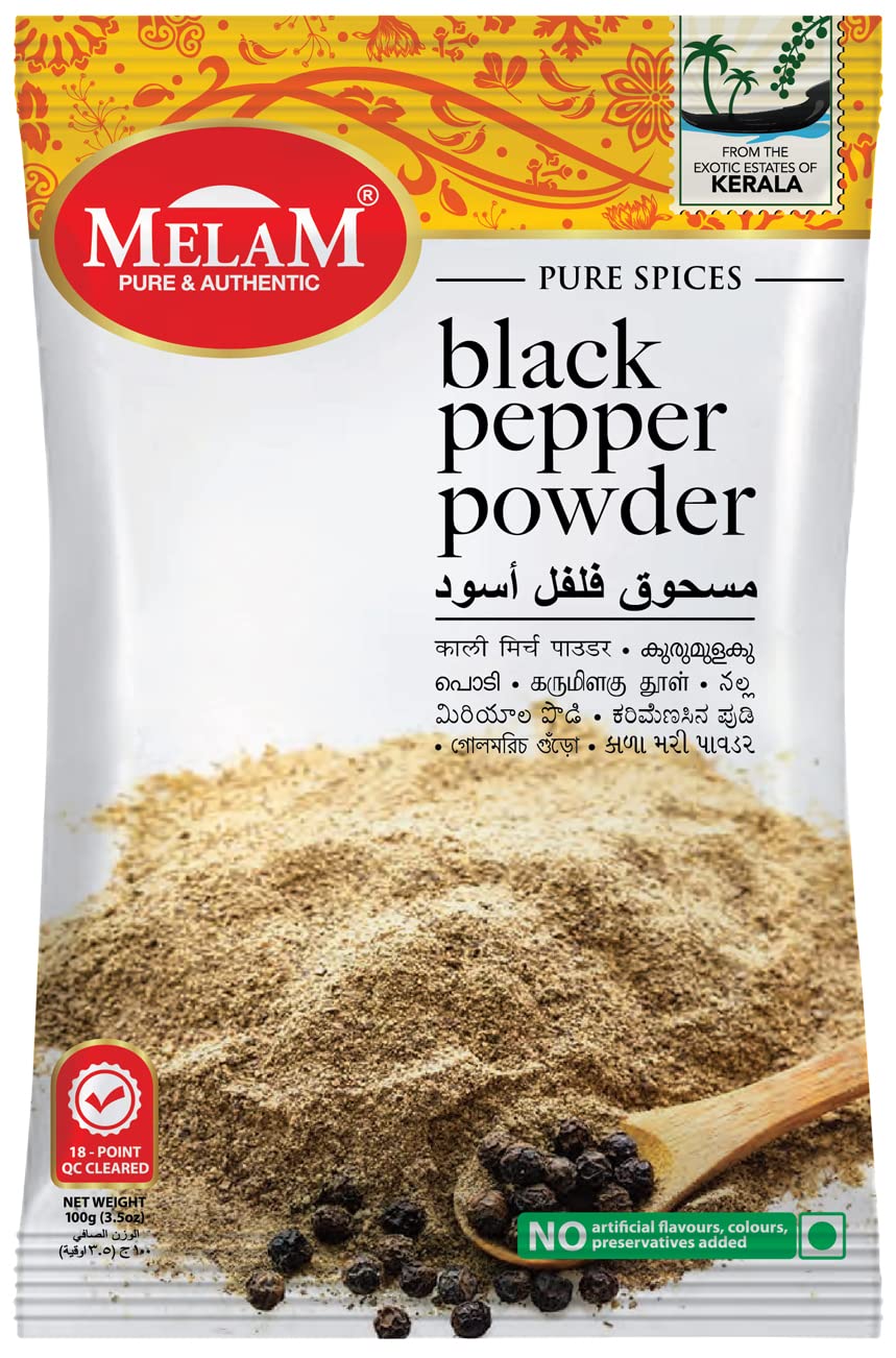 MELAM PURE AND AUTHENTIC Black Pepper Powder|(Kali Mirch)|Pack Of 1|100 Grams'