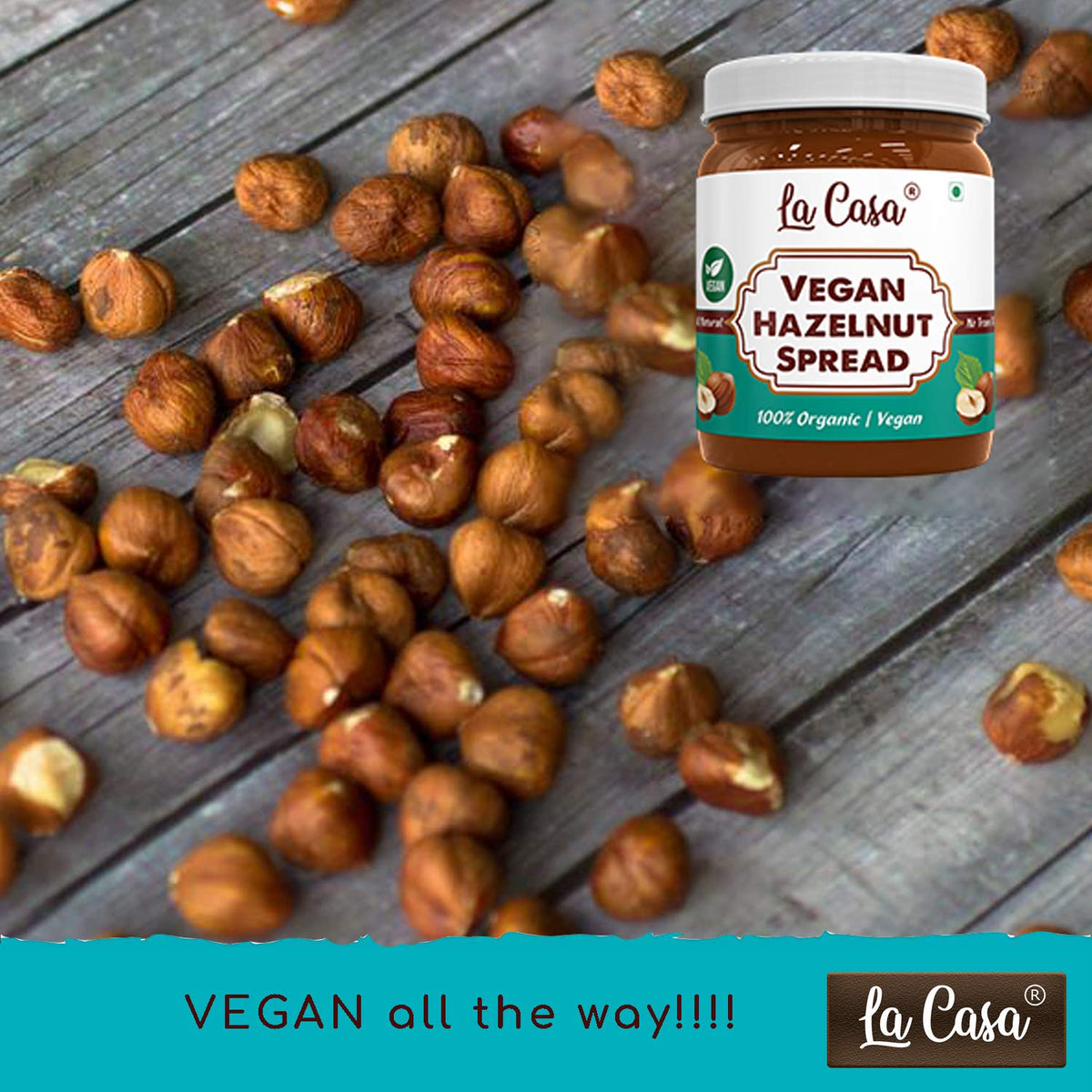La Casa Vegan Hazelnut Chocolate Spread|All Natural|Product Of India |350 Gram