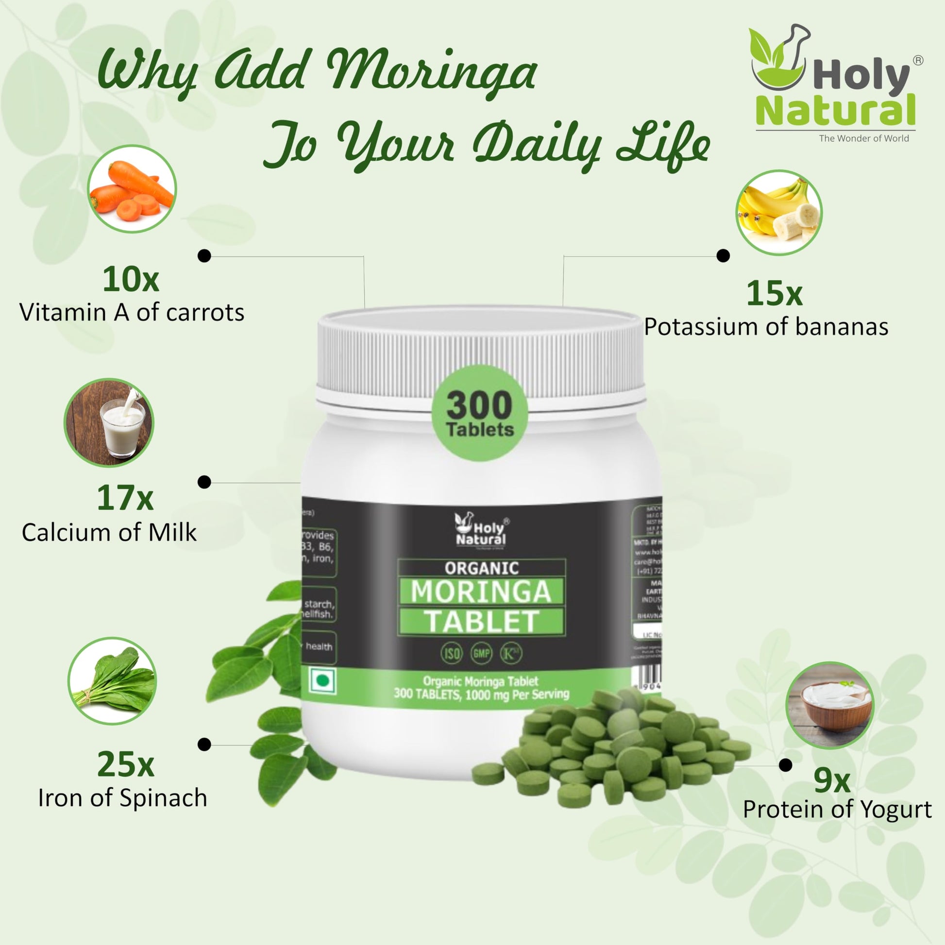 Holy Natural - The Wonder of World Organic Moringa Tablet 300 Tablet |- image 4