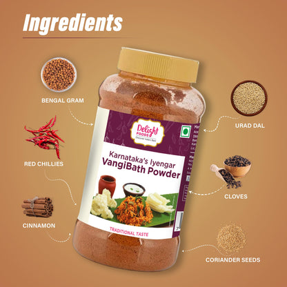 Delight Foods Karnataka Iyengar Vangibath Masalas Powder, 250g