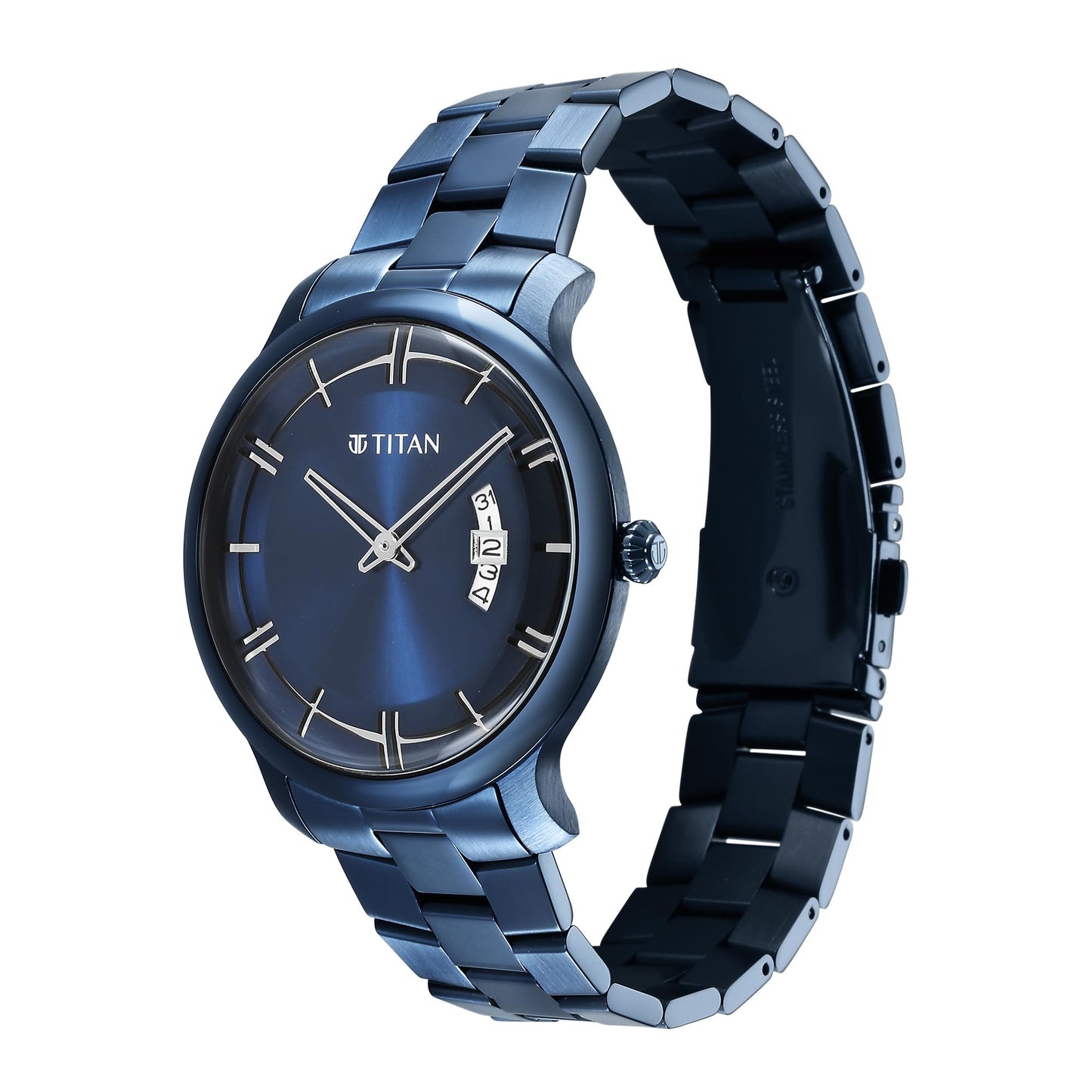 Titan Classic Distincta Blue Dial Analog with Date Stainless Steel Stra- image 4