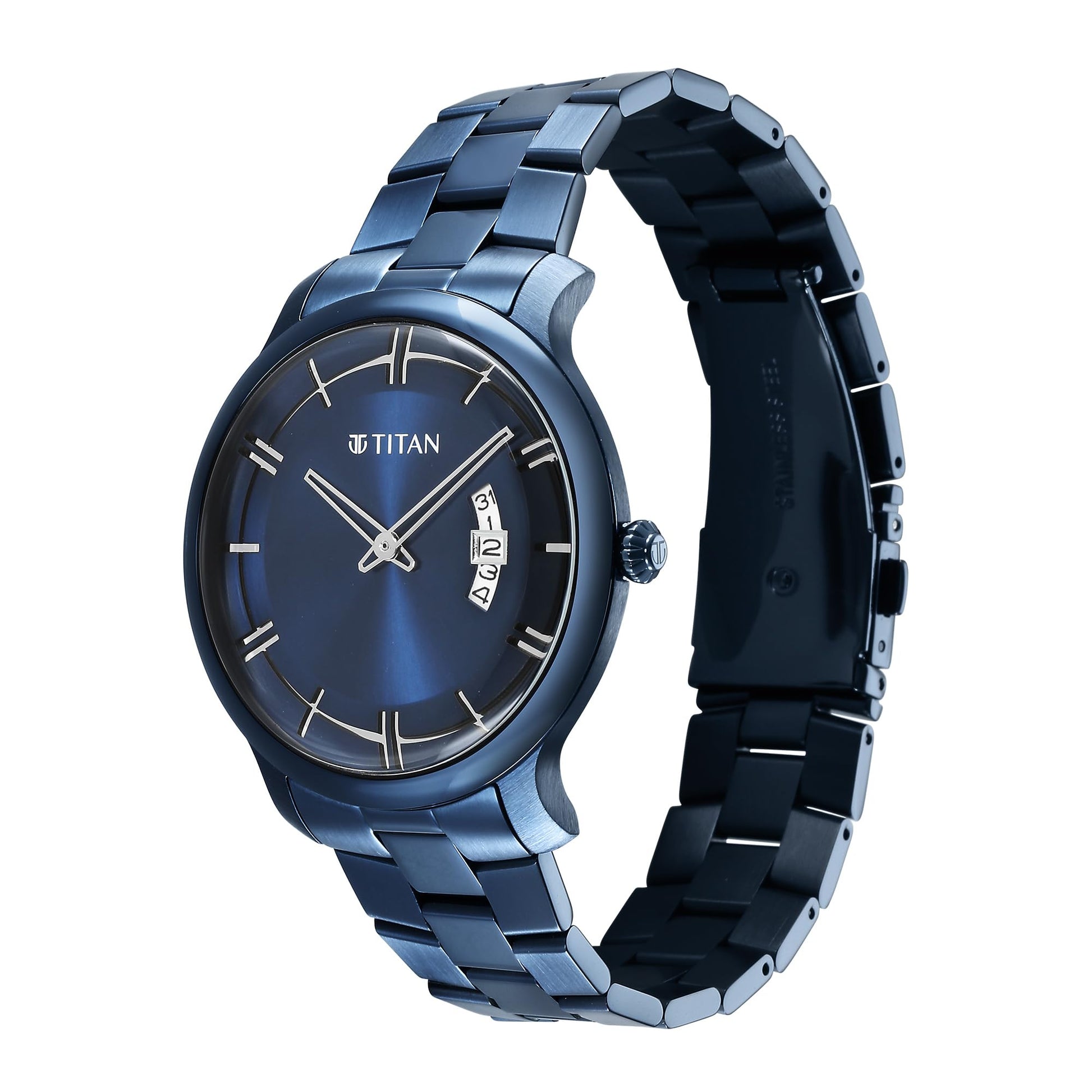 Titan Classic Distincta Blue Dial Analog with Date Stainless Steel Stra- image 4