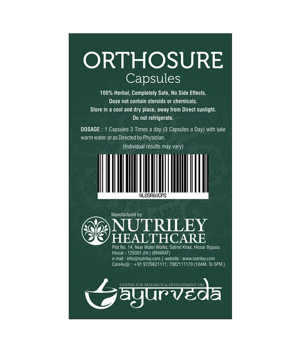 CRD Ayurveda Orthosure Joint Pain Arthritis Capsules (60 Capsules)