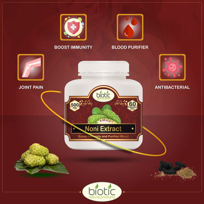 Biotic Noni Capsules - Morinda citrifolia - 500mg Extract - 60 Veg Capsules