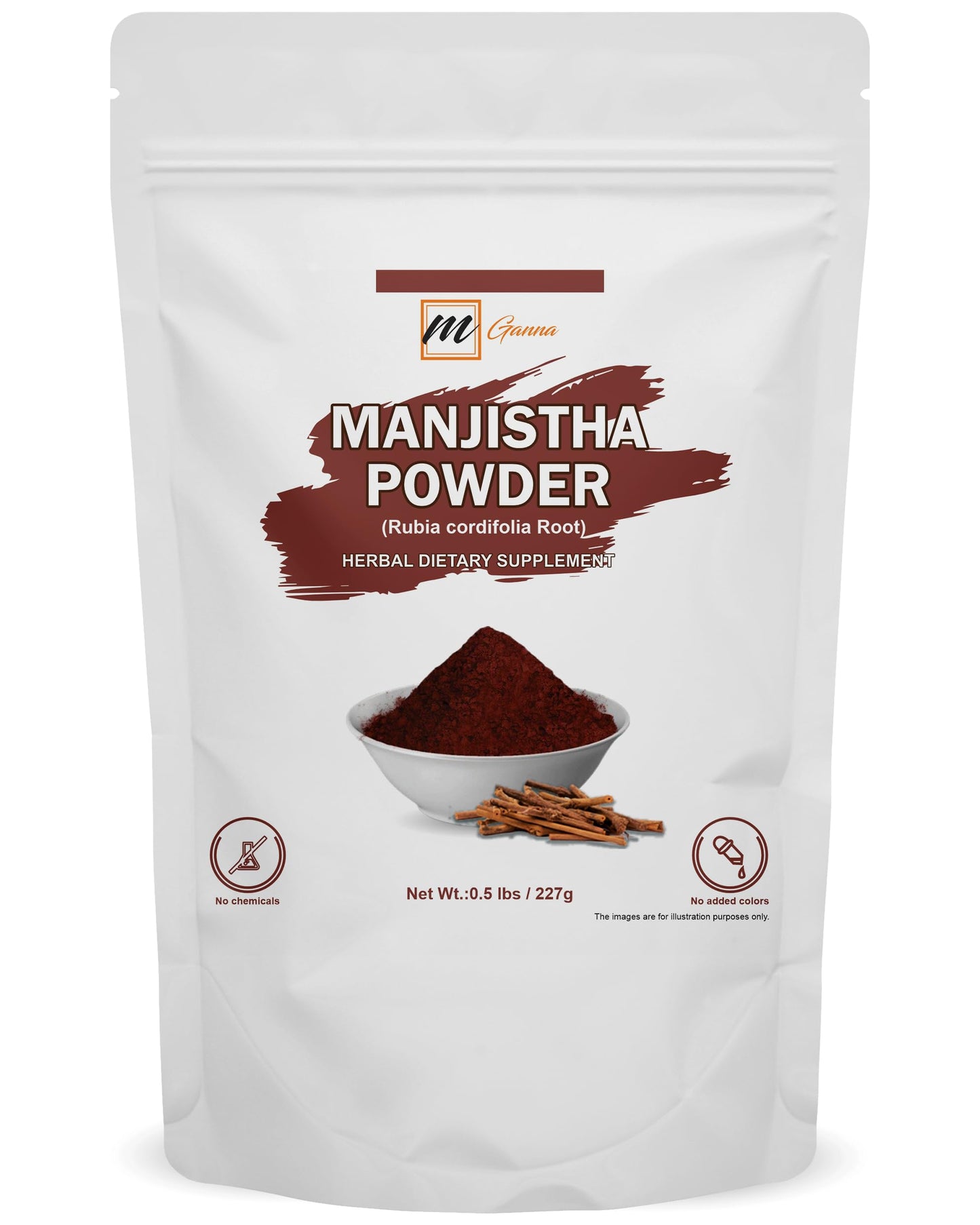mGanna Manjistha Powder/Rubia Cordifolia/Madder Root Powder for Smooth Hair, Skin & Health Care 227gm / 0.5lbs