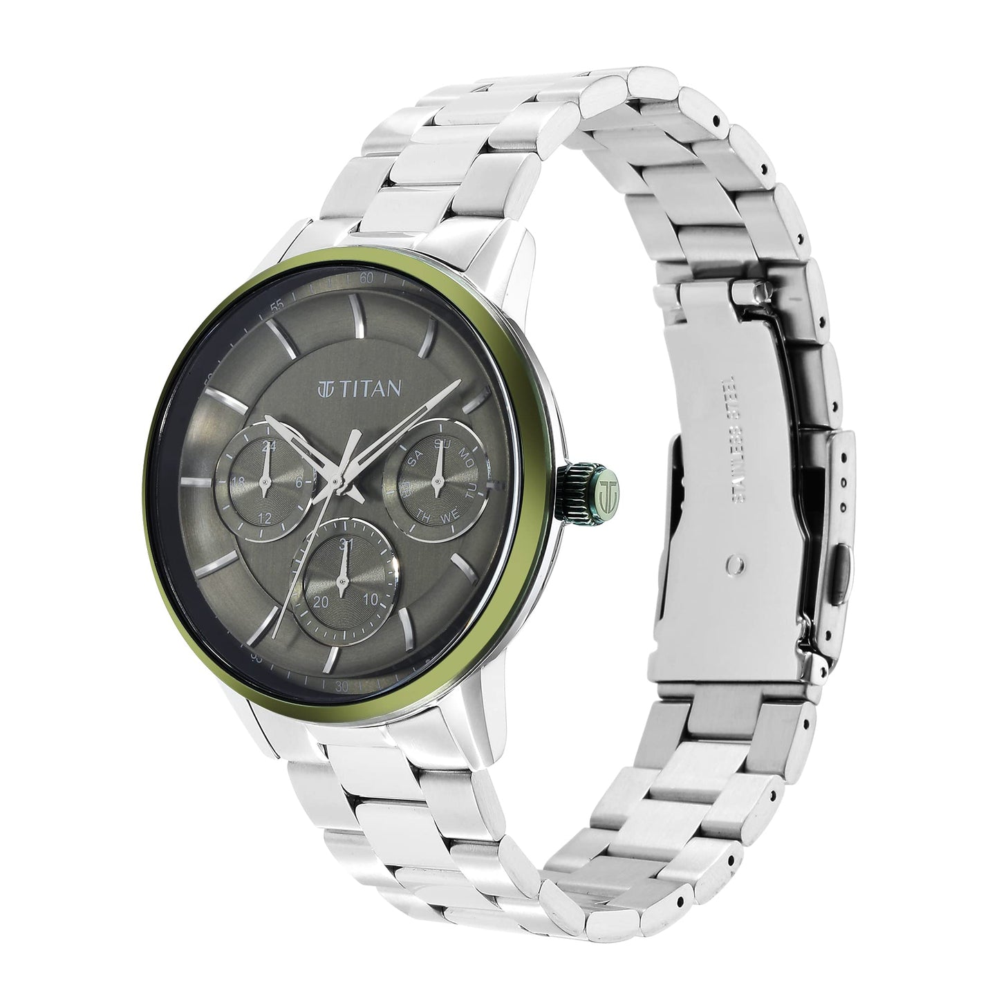 Titan Urban Magic Green Dial Quartz Multifunction Stainless Steel Strap- image 4