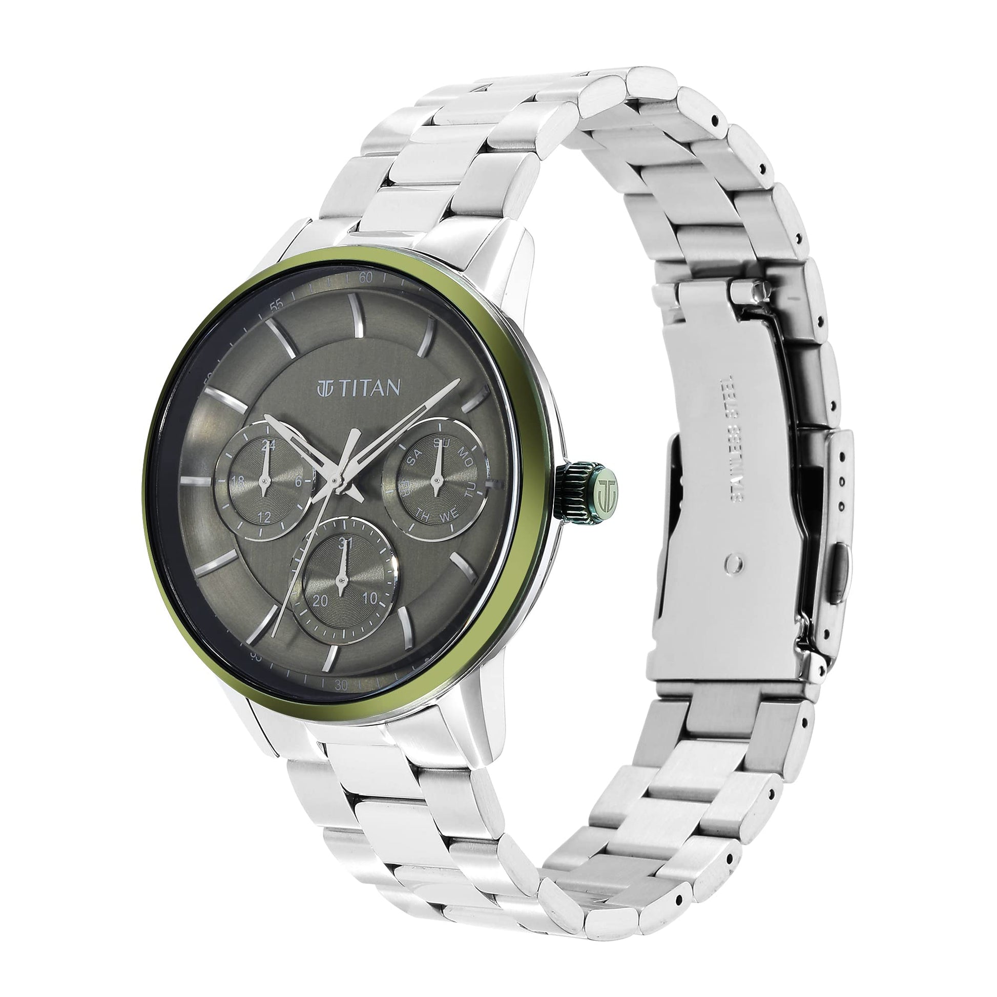 Titan Urban Magic Green Dial Quartz Multifunction Stainless Steel Strap- image 4