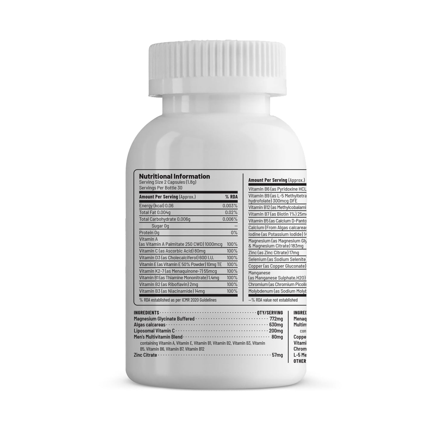 Unived Multivitamin & Minerals Capsule for Men | 100% RDA of all Vitamins with Algae Calcium & Plant-Based Vitamin D3 plus Important Minerals | Complete formulation for Health & Wellbeing