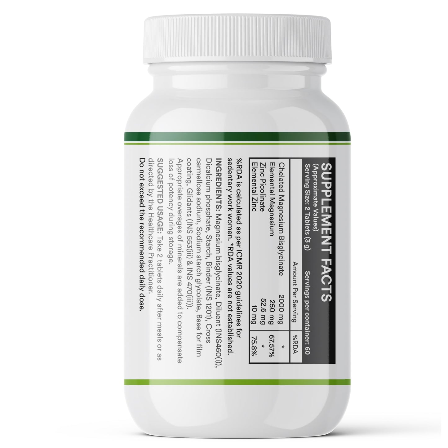 INLIFE Magnesium Glycinate Unbuffered 2000mg with Zinc, Chelated Bisglycinate, Muscle Sleep & Nerve Health, Men Women, 120 Tablets