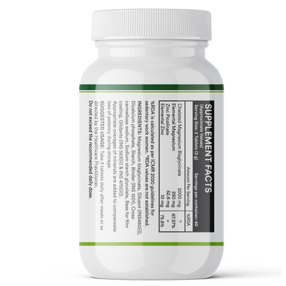 INLIFE Magnesium Glycinate Unbuffered 2000mg with Zinc, Chelated Bisglycinate, Muscle Sleep & Nerve Health, Men Women, 120 Tablets