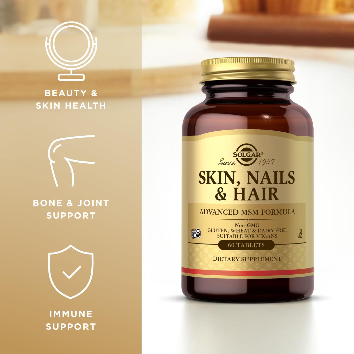 SOLGAR - Skin Nails & Hair Advanced Msm Formula 60 - Tablet, 60 Count- image 4