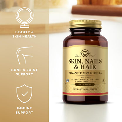 SOLGAR - Skin Nails & Hair Advanced Msm Formula 60 - Tablet, 60 Count- image 4