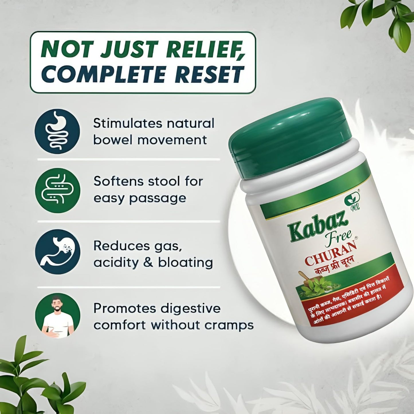 Kabaz Free Ayurvedic Digestive Churan Powder | Herbal Digestive Support with Triphala, Senna, Ajwain & Saunf | Helps Reduce Gas, Bloating & Digestive Discomfort | Traditional Ayurvedic Digestive Care | 100g