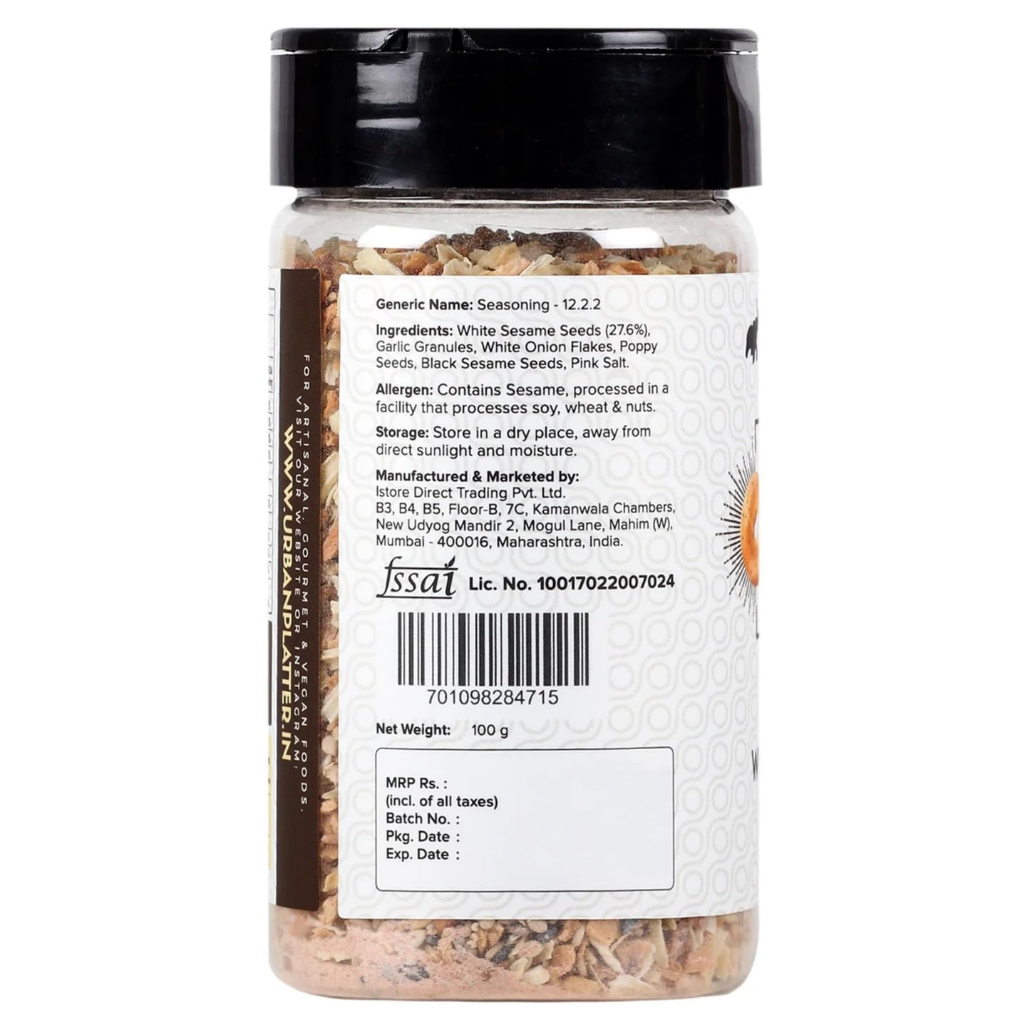 Urban Platter Everything Bagel Seasoning, 100g (Classic American Seasoning Blend with Onion Flakes, Garlic, Sesame Seeds and Pink Salt | Season toasts, breads and salads)