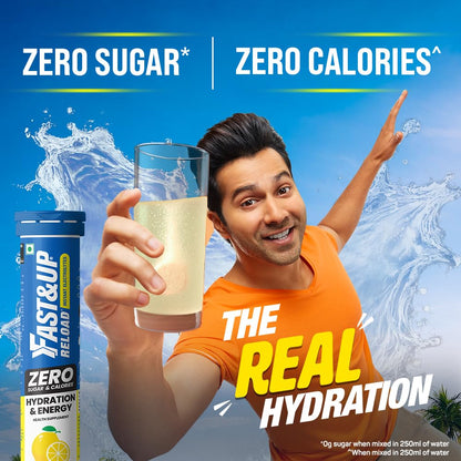 Fast&Up Reload Zero - Zero Sugar Instant Energy & Hydration Drink - Lime Lemon Flavour - 25 Effervescenet Tablets