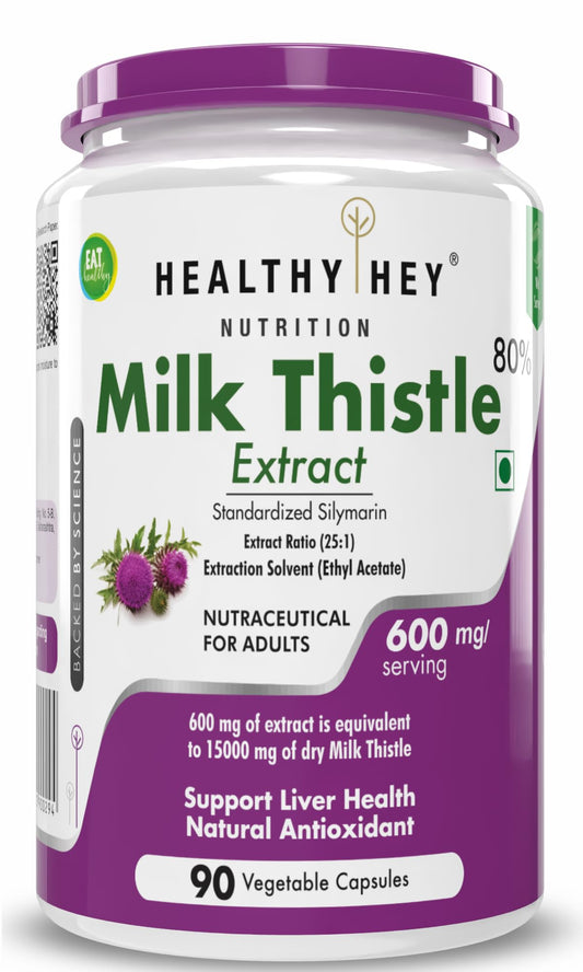HealthyHey Nutrition Milk Thistle 25:1 (Silymarin Marianum) - 600mg Extract - 90