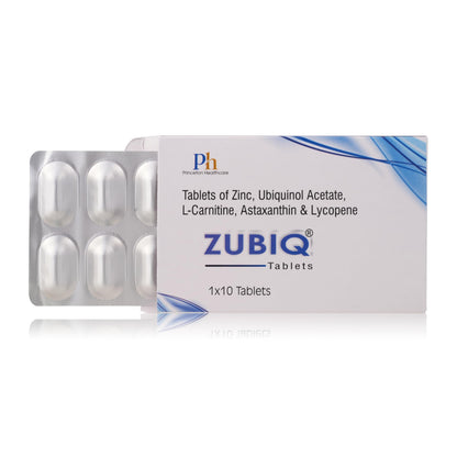 Princeton Healthcare ZUBIQ | Ubiquinol CoQ10 200mg Tablets | L-Carnitine + Astaxanthin + Lycopene + Zinc | Advanced Mitochondrial Energy & Antioxidant Support | 10 Tablets