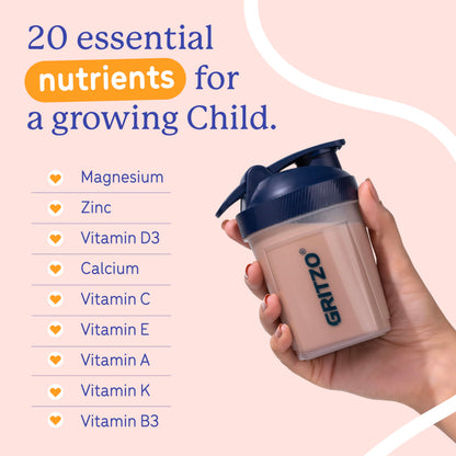 Gritzo SuperMilk Athlete (13+y Boy & Girl), 17g Protein Powder (Double Chocolate, 400g) | Zero Refined Sugar, 20 Vitamins & Minerals