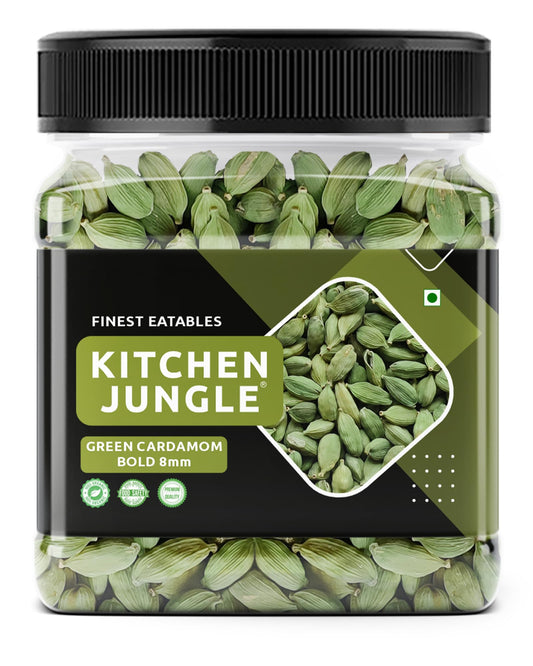 Kitchen Jungle Premium Green Cardamom (Elaichi) 100 Gm - Bold 8mm Size, Aromatic Spice for Culinary Delights