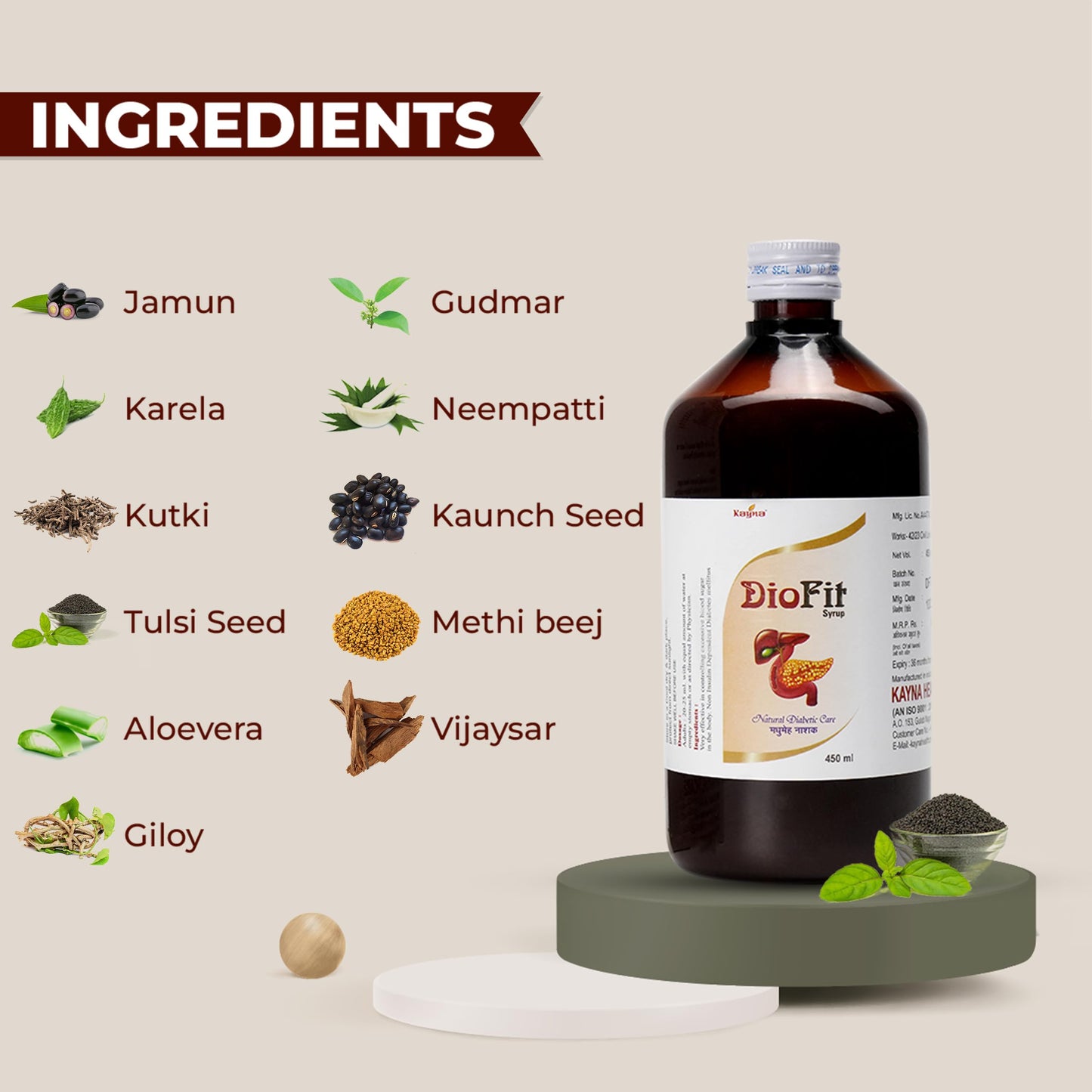 KAYNA HEALTHCARE Maintain Healthy Glucose Levels Naturally with Diabetes Care Syrup - Ayurvedic Syrup | 450ml