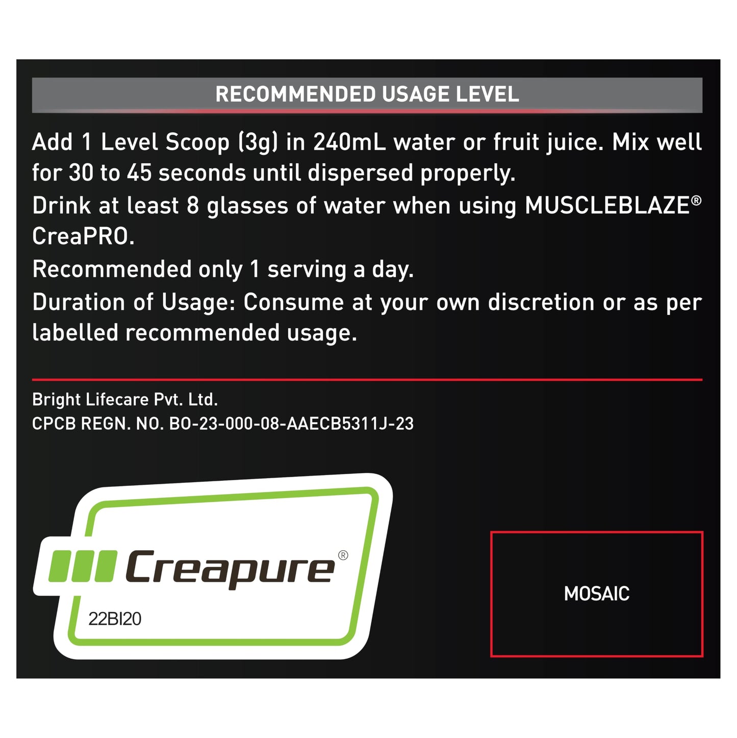 MuscleBlaze Creapro Creatine Monohydrate Powder 250 Gram (Unflavoured,- image 6