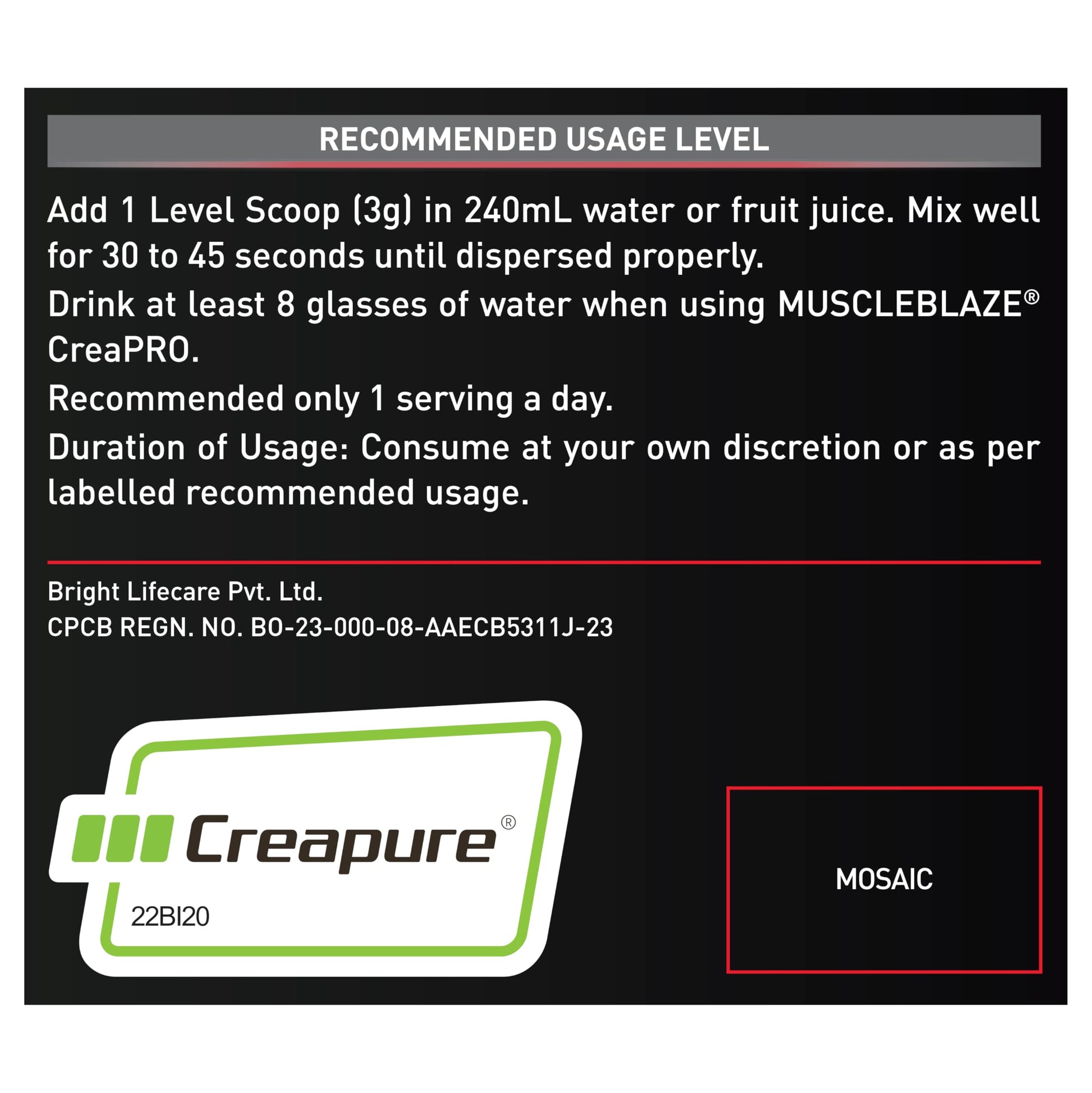 MuscleBlaze Creapro Creatine Monohydrate Powder 250 Gram (Unflavoured,- image 6