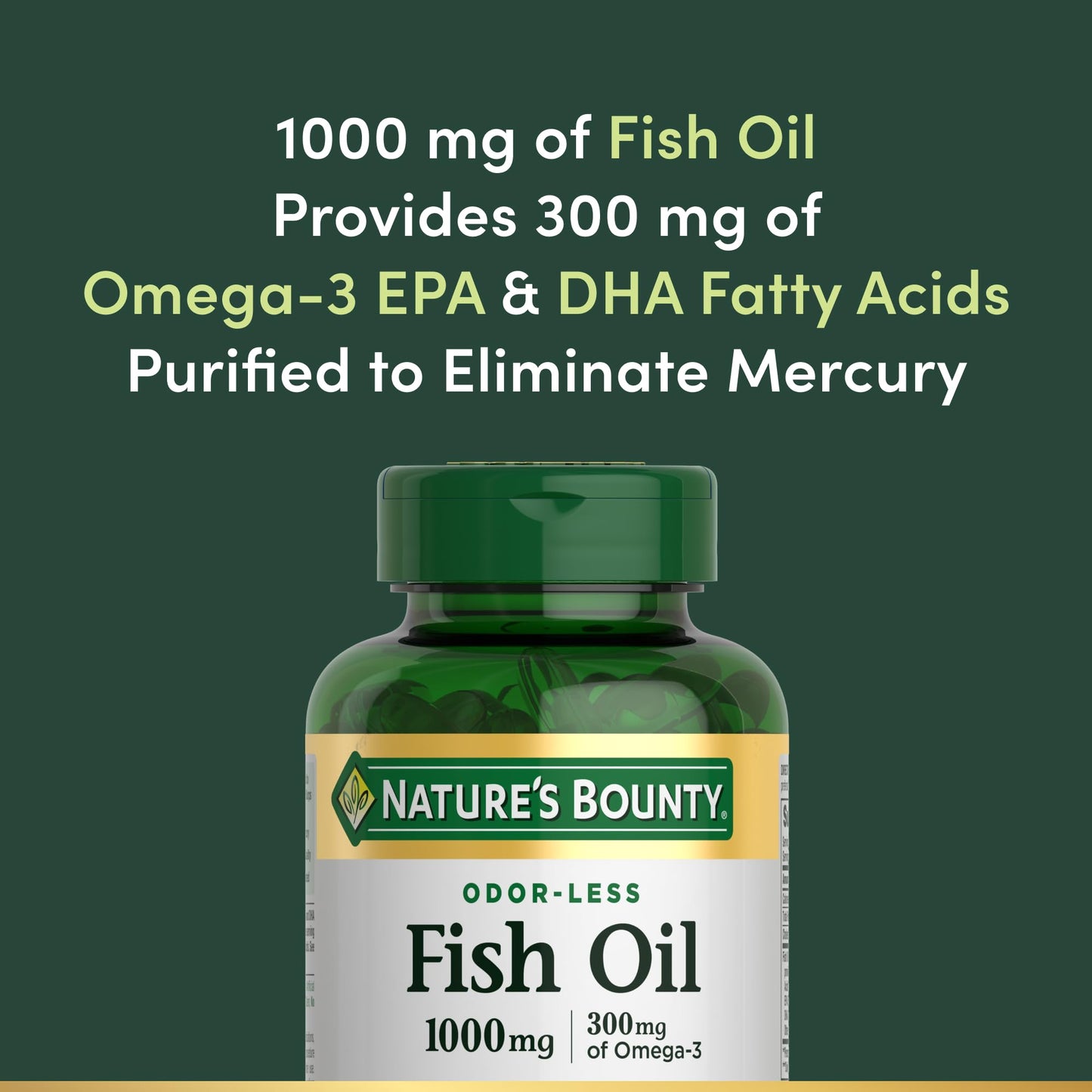 Nature's Bounty Omega-3 Fish Oil Odorless, 1000 mg, 120 Softgels