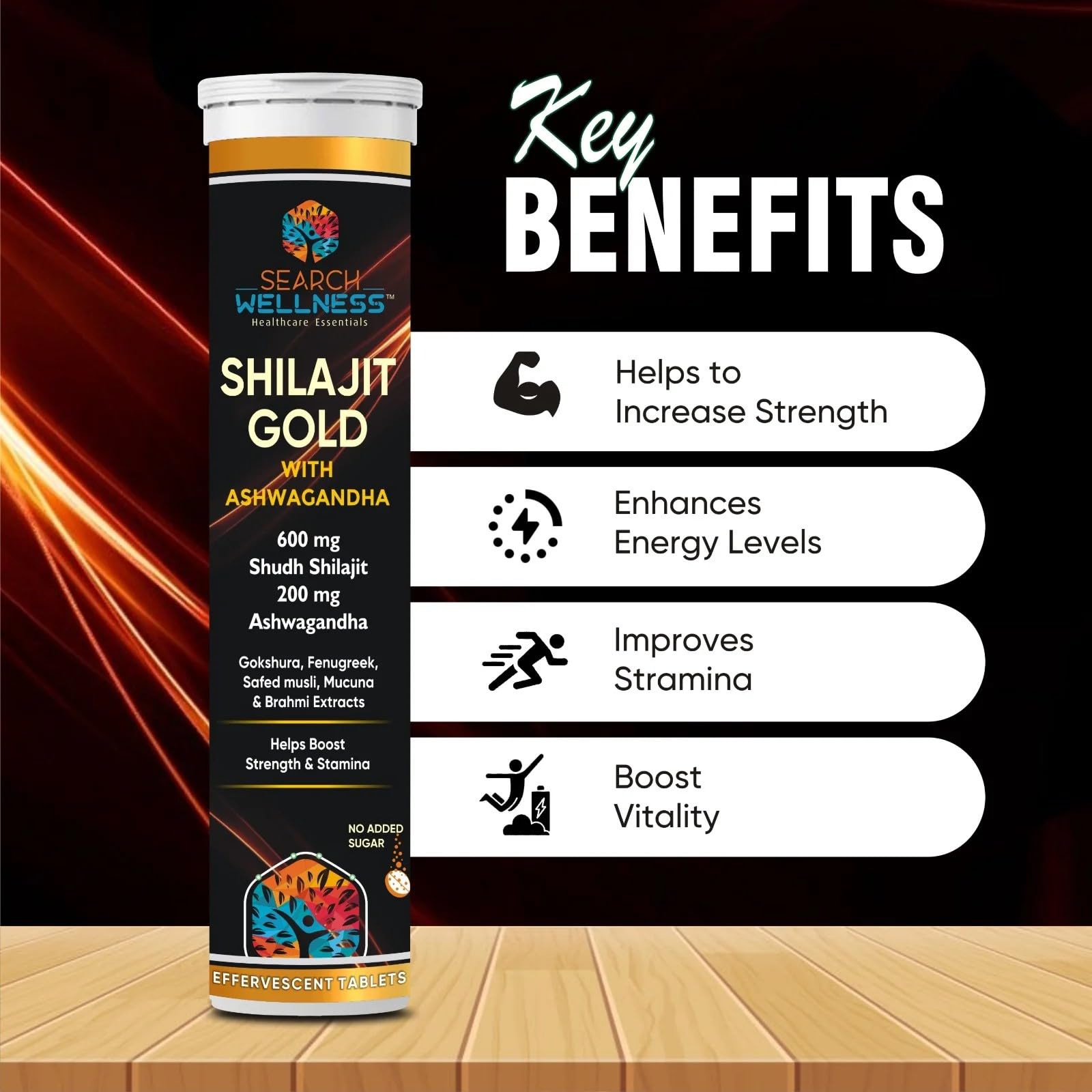 SEARCH WELLNESS Gold Effervescent 15 Tablets (Pack of 1) | Enriched Wit- image 5