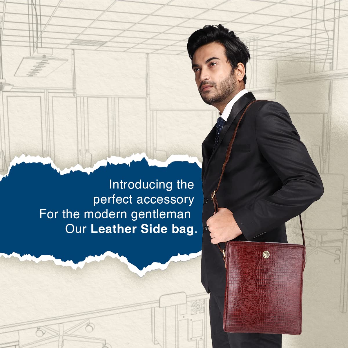 HAMMONDS FLYCATCHER Genuine Leather Sling Bag for Men, Stylish Spacious Side Crossbody Bag for Daily Use, Travel, Adjustable Strap, 1 Year Warranty - Brown