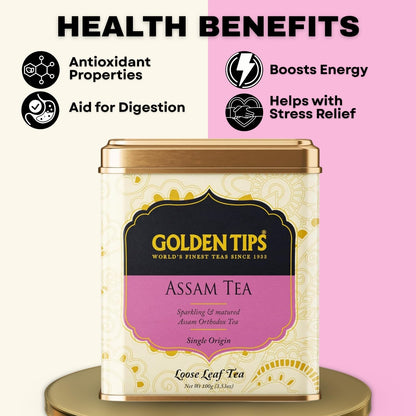Golden Tips Garden Fresh Assam Long Leaf Black Tea (100 Gram, 50 cups)
