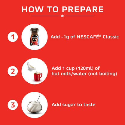 NESCAFE Classic Instant Coffee Powder | Great start to your morning | 100% Pure Coffee | 380g (2 units x 190g) Jar