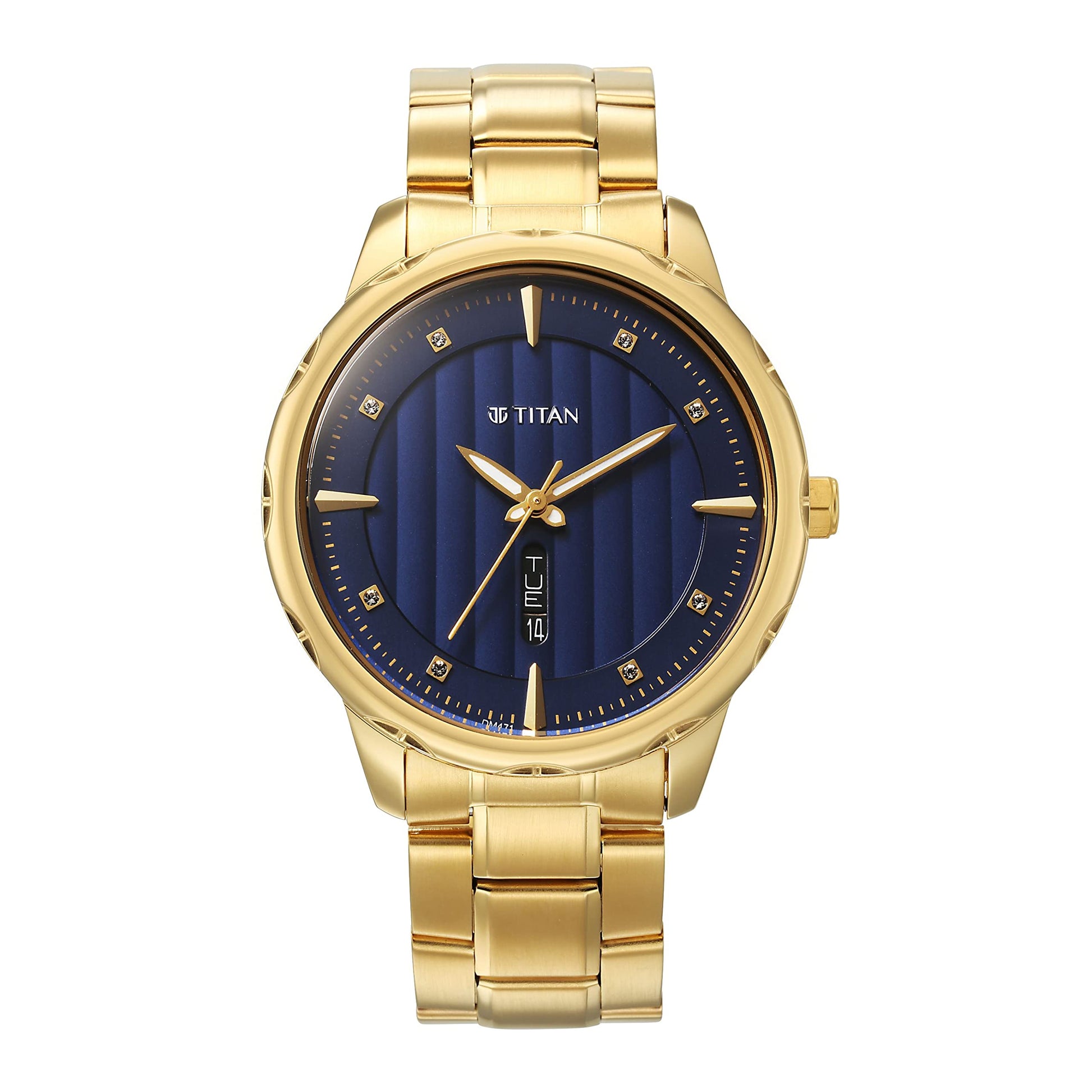 Titan Regalia Opulent Blue Dial Analog with Day and Date Metal Strap Watch for M