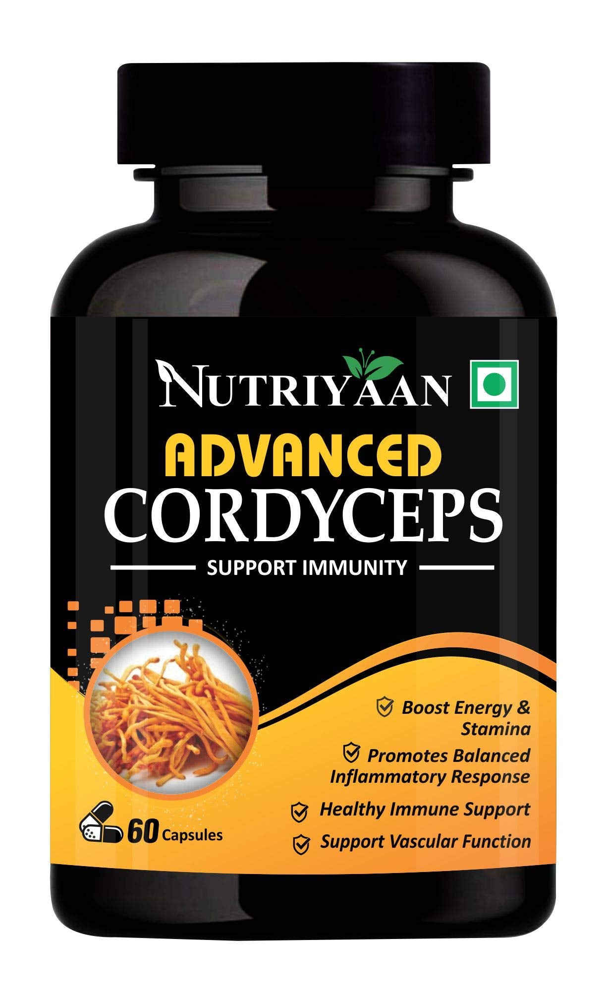 Nutriyaan Cordyceps Performance Supplement for Energy, Stamina, Endurance, 500mg (60 Capsules)