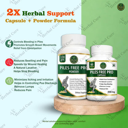 Herbal Cure Piles Free Pro Capsule & Powder Combo