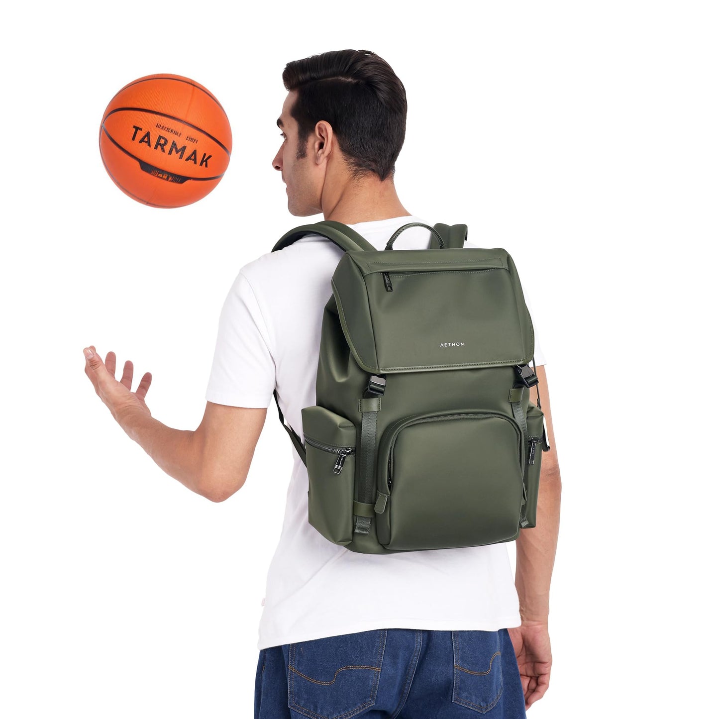 AETHON The Ridge Backpack | 15.6-inch Shoulder Bag | Nylon Fabric | Separate Laptop Compartment | Adjustable Straps | Waterproof Design | Travel Bag (Olive)