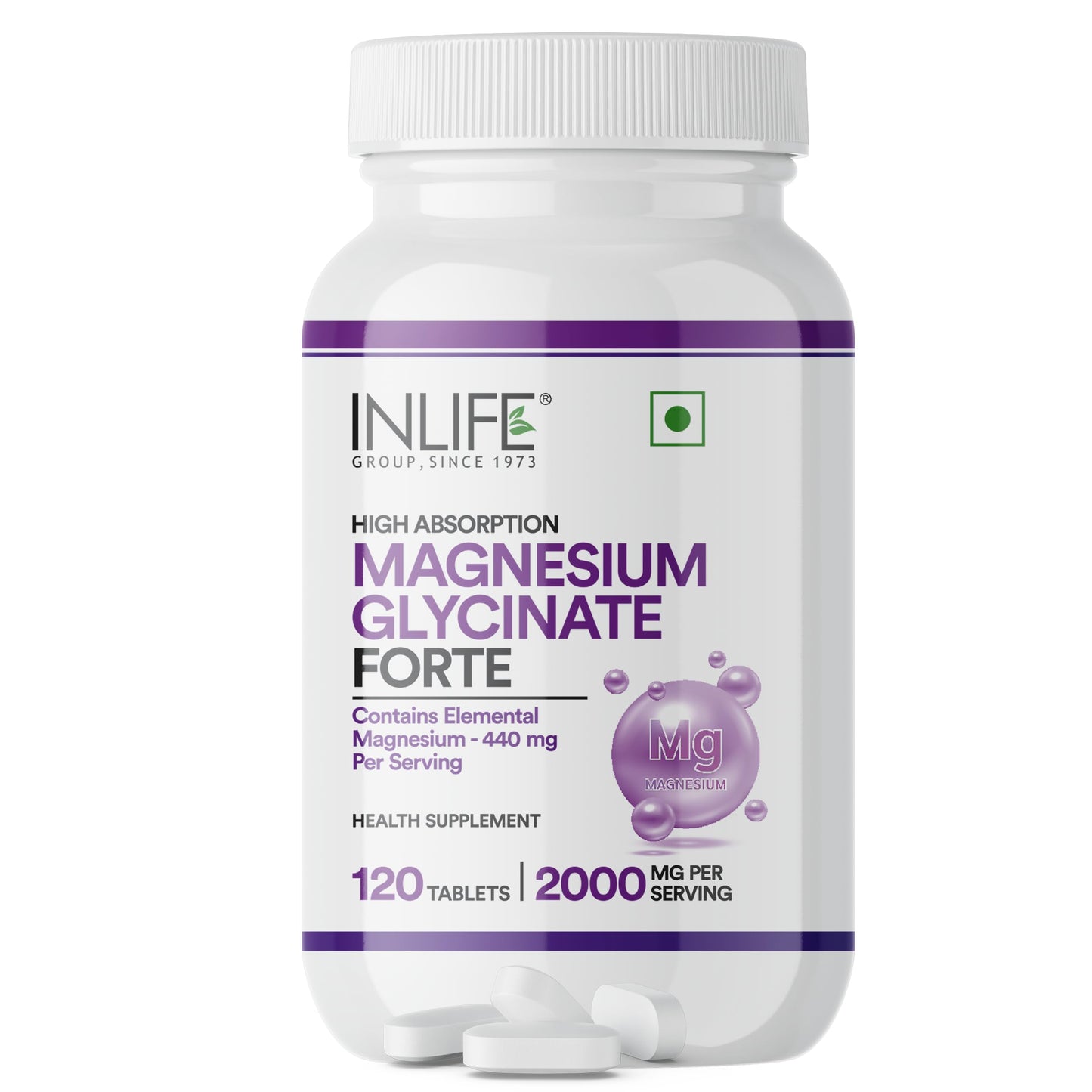 INLIFE Magnesium Glycinate 2000mg Chelated Forte, Bisglycinate Form, Muscle Recovery Sleep & Nerve Health, Men Women, 120 Tablets - (Pack of 1,120, count)