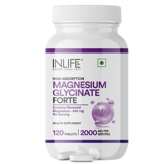 INLIFE Magnesium Glycinate 2000mg Chelated Forte, Bisglycinate Form, Muscle Recovery Sleep & Nerve Health, Men Women, 120 Tablets - (Pack of 1,120, count)