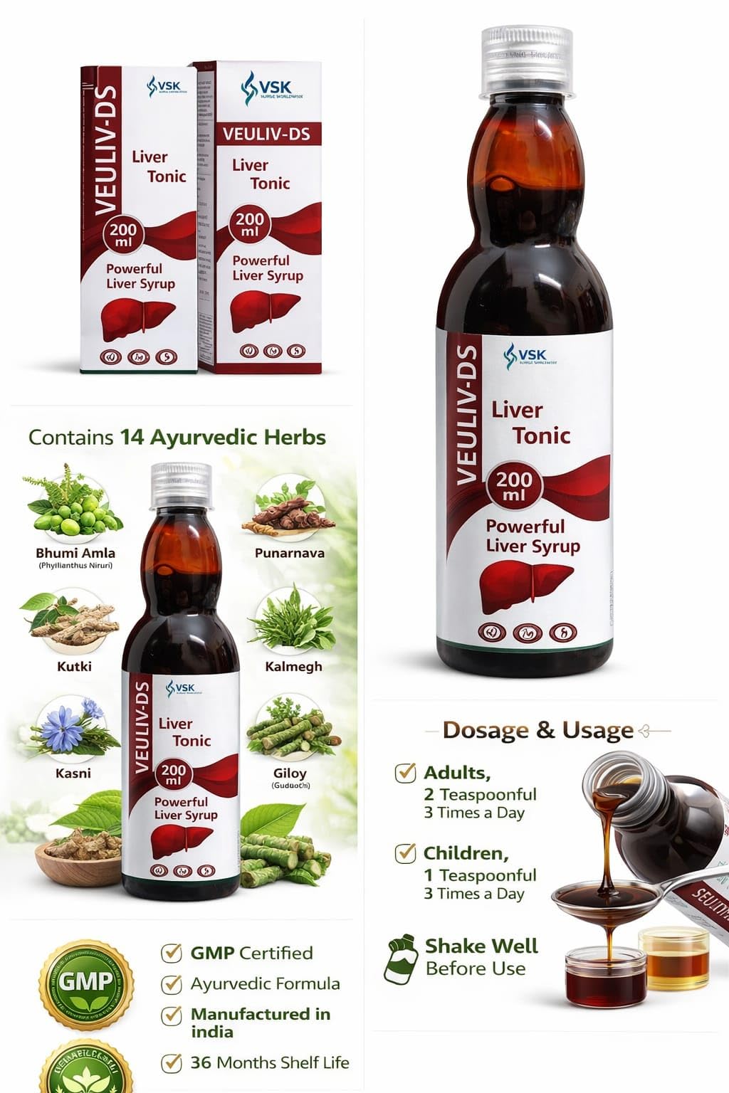 VEULIV-DS Liver Syrup 200ml | Ayurvedic Herbal Supplement | Liver Detox & Antioxidant Tonic | Digestive Support | Metabolism Booster & Appetite Enhancer | with Bhumi Amla, Kalmegh, Kutki & Giloy