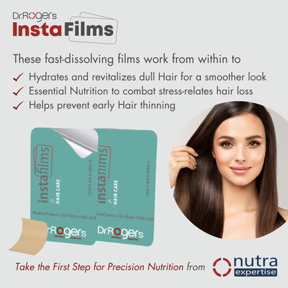 Nutra Expertise Hair Care Insta Films with Vitashine, Biotin & Folic Acid for Healthy, Thick & Shiny Hair, 15 Oral Films in Zipper Pouch