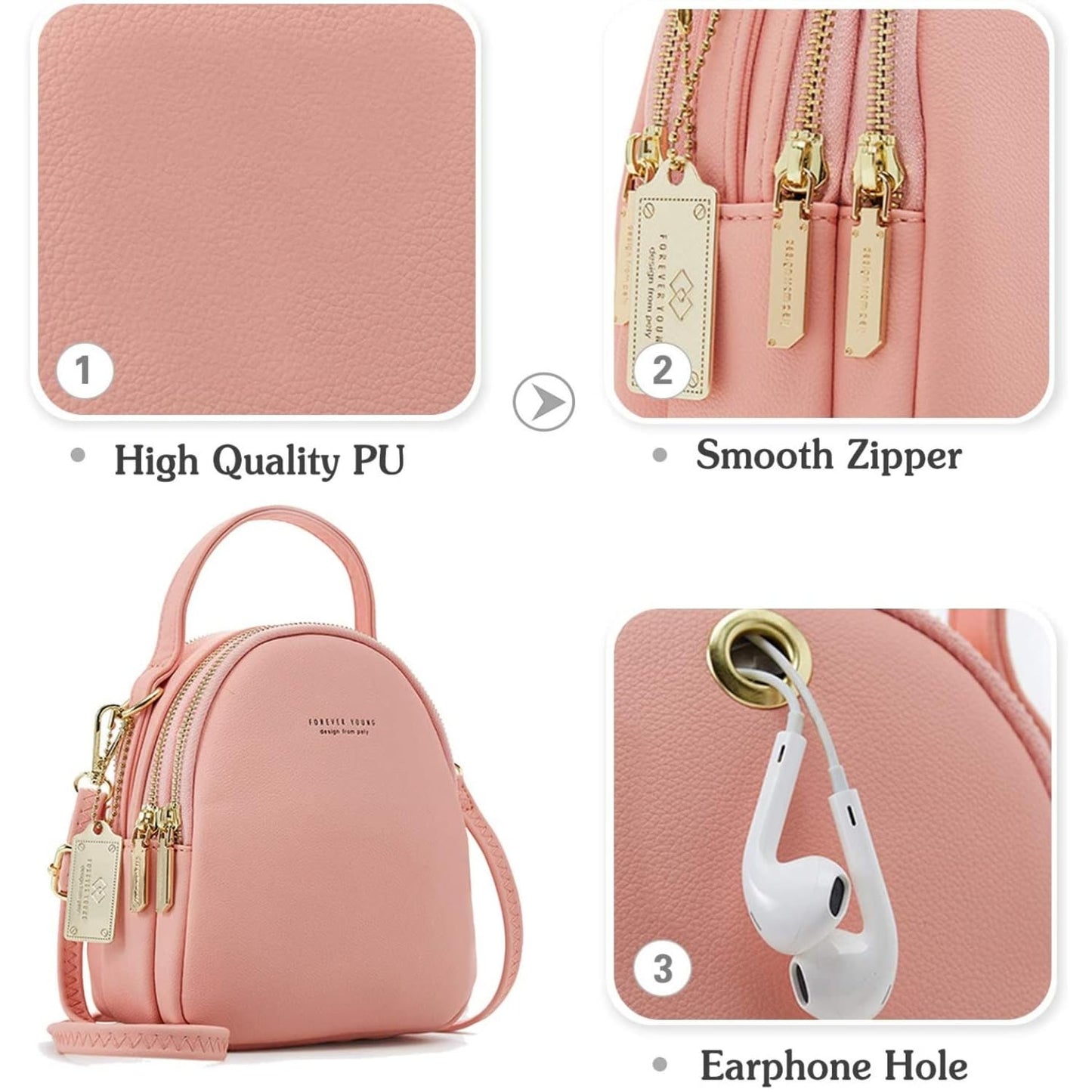VISMIINTREND Luxury Stylish Small Leather Sling Shoulder Crossbody Bag for Women and Girls | Mobile Side Purse for Ladies | Wallet | Travel | Party | Birthday Gift, Wife, Sister (Pink)
