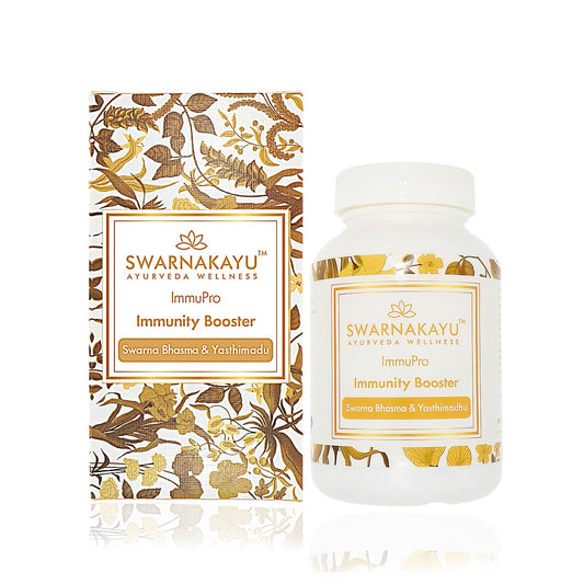 Swarnakayu 24k Gold Bhasma Immunity Booster, India's Exclusive Ayurvedic Wellness Product, Helps Boost Body's Natural Defence Mechanisms, Stamina, Strength, 100% Ayurvedic Ingredients - 30 tablets