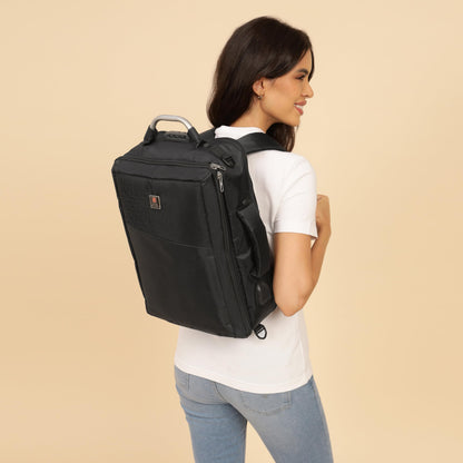 SWISS MILITARY Element Laptop Backpack cum Sling Bag 18L, 15.6" Laptop Compartment, USB Charging & Aux Socket and Large Main Compartment Travel Bag for Men & Women, Office, School and College Black