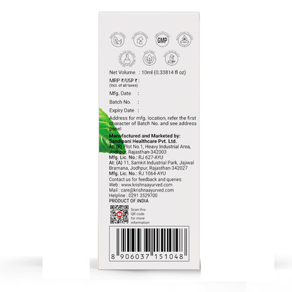 Krishna's Tulsi Drops- Concentrated Drops of 5 Rare Tulsi for Natural Immunity Boosting 10 ml |No Added Preservatives | Manufactured in Glass DistillationUnit