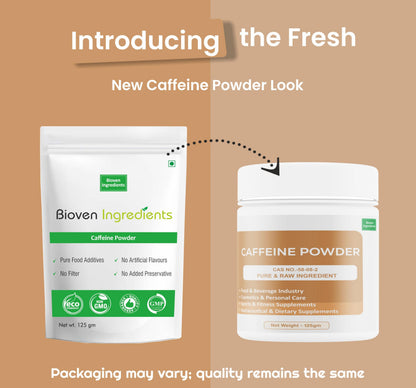 Caffeine Powder | High-Purity Food Additive| Dietary Supplements & Functional Nutrition | Energy Drinks, Beverages & Fortified Food Applications | 125 gm
