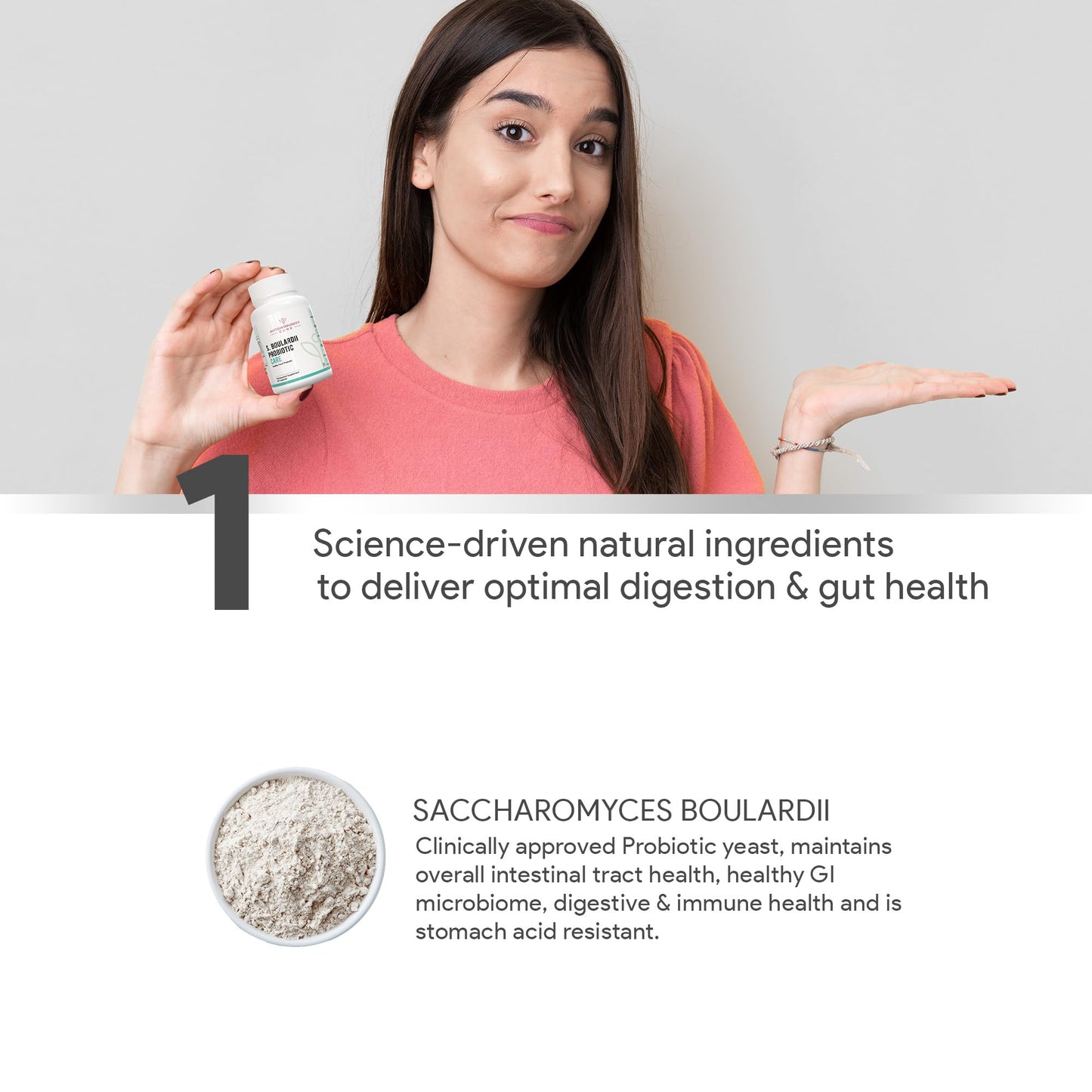 Autoimmunity Care S. Boulardii Care – Saccharomyces Boulardii Probiotic Supplement | 10 Billion CFU | Probiotics Supplement for Gut Health, Intestinal Lining & Microbial Balance | 60 caps (60 doses)
