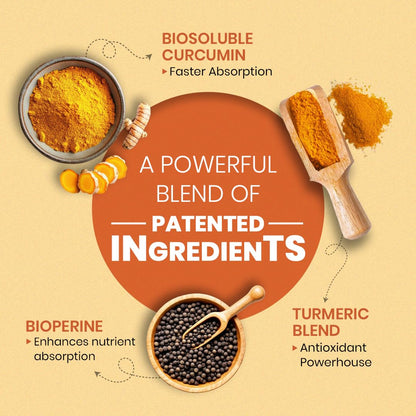 CUREFOREVER Turmeric Curcumin Tablets with BioPerine & Black Pepper Extract | High Absorption Curcumin Supplement for Joint, Immunity & Antioxidant Support | 600 mg Curcumin Blend | 60 Tablets