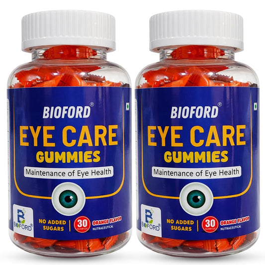 Bioford Eye Defense Gummies with Lutein & Zeaxanthin | Reduces Digital Strain | Orange Flavor 60 Gummies | Eye Vision Support Supplement for Men & Women | Natural 11 Ingredients